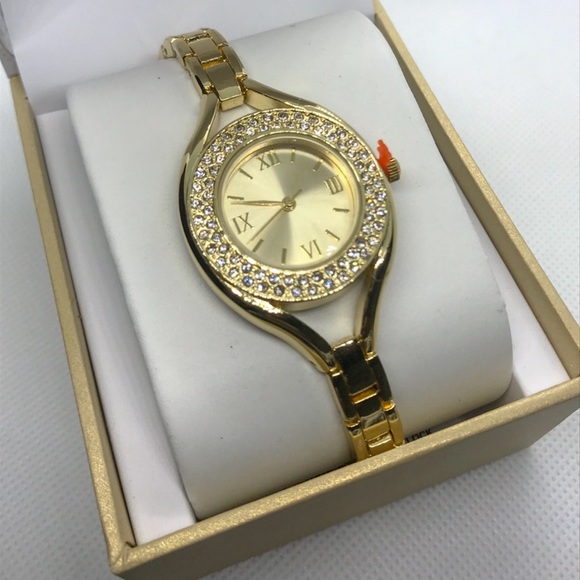 NEW Charter Club Gold Tone Watch with Crystals - Picture 1 of 6